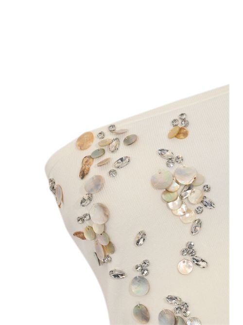 Top a fascia in viscosa con ricamo strass Alpha studio | AD-6250PR2003